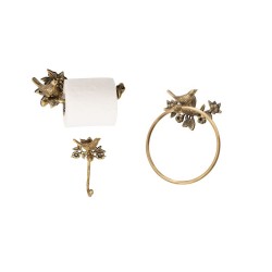 Brass Antique Bird Roll Holder + Towel Ring + Hook/ Made of Solid Brass & Handcrafted/Durable for atleast 5 years!!Limited Stock Left