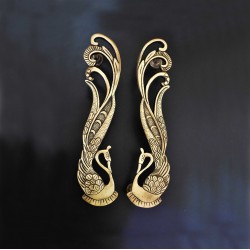 Brass Antique Peacock Door handle / Solid Casted Brass / Cabinet and Door Handle