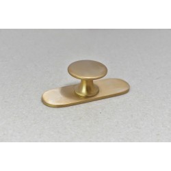 Unlacquered Brass Knob + Backplate / Solid Brass Unlacquered Hardware Vintage Knobs and Pulls Antique Brass Handle Unique Knobs