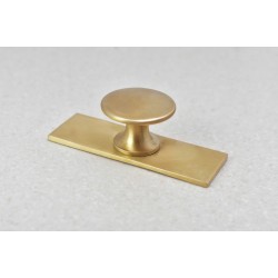 Unlacquered Brass Brushed Knob + Backplate / Solid Brass Unlacquered Hardware Vintage Knobs and Pulls Antique Brass Handle Unique Knobs