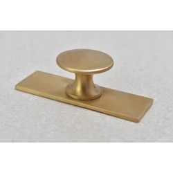 Unlacquered Brass Brushed Knob + Backplate / Solid Brass Unlacquered Hardware Vintage Knobs and Pulls Antique Brass Handle Unique Knobs