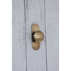 Antique Brass Knob + Backplate / Solid Brass Unlacquered Hardware Vintage Knobs and Pulls Antique Brass Handle Unique Knobs