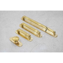 Unlacquered Brass Polished Handles with Round Backplate / Unlacquered & Solid Brass / Limited Stock